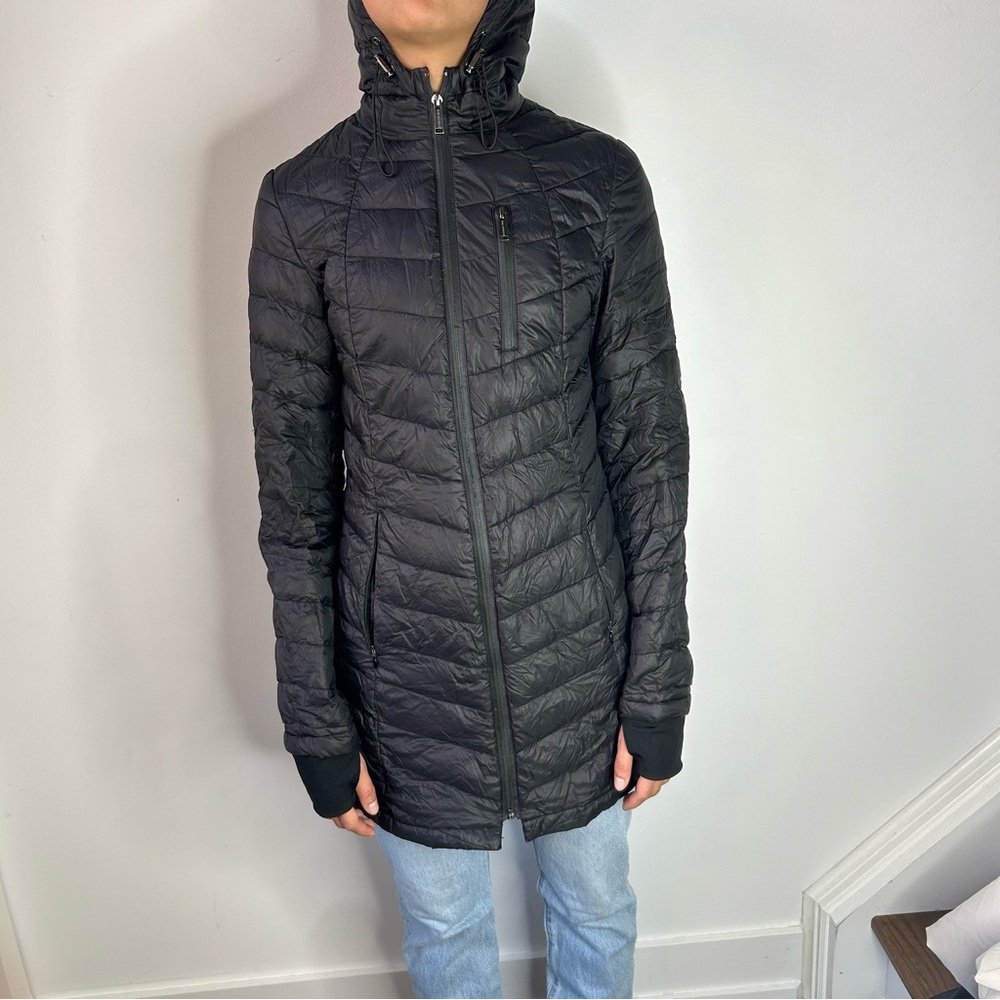 LONDON FOG Black Hip length Lightweight Packable Puffer Jacket